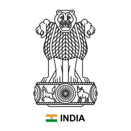 Coat of arms of India. isolated on white backgroundのイラスト素材
