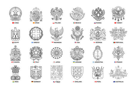 Set of coats of arms. Set of coats of arms of the world. isolated on white backgroundのイラスト素材