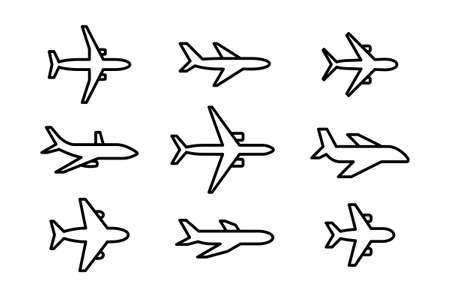 Airplane icon set. Set of airplane line icon. isolated on white backgroundのイラスト素材