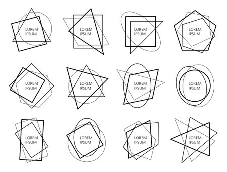 Geometric frames, Decorative lines borders for brandingのイラスト素材
