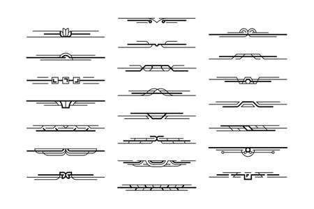 Art deco dividers. Art deco divider header collection. Set of Art deco geometric page dividersのイラスト素材
