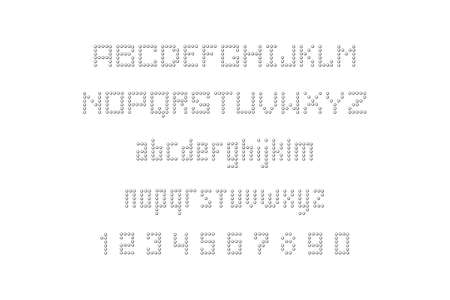 Dotty Font, Alphabet, letters and numbers. flat style. isolated on white backgroundのイラスト素材
