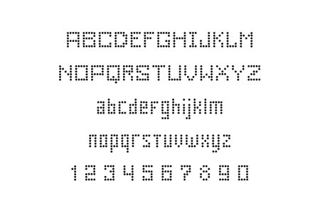 Dot Font, Alphabet, letters and numbers. flat style. isolated on white backgroundのイラスト素材