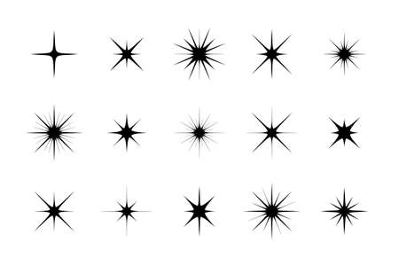 Star light and shine glow. Glow effect. Bright sun. Set of shine iconsのイラスト素材