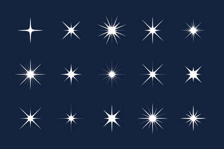 Star light and shine glow. Glow effect. Bright sun. Set of shine iconsのイラスト素材