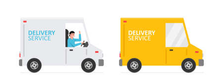 Delivery Van truck. Delivery service and logistics. Truck for transportation of goodsのイラスト素材