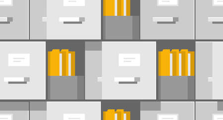 Seamless pattern with Filing cabinets. Office document file organisation. Flat styleのイラスト素材