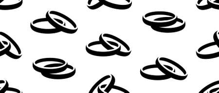 Seamless pattern with Wedding Rings. Ornament Accessories. Flat styleのイラスト素材