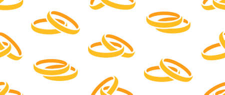 Seamless pattern with Wedding Rings. Ornament Accessories. Flat styleのイラスト素材