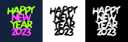 Happy New Year 2023. Lettering text for Happy New Yearのイラスト素材