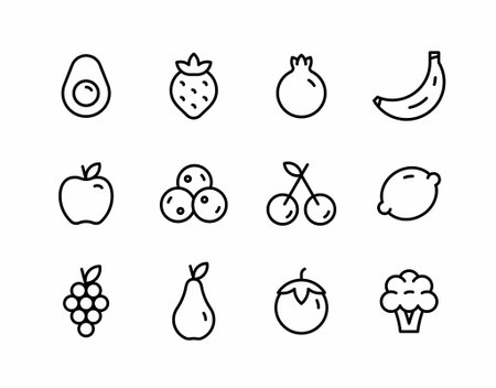 Fruits icons set. Minimal thin line web icon set. Thin line icon setのイラスト素材