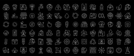 Ecology icons set. Nature icon. Eco green icons. Thin line icon setのイラスト素材