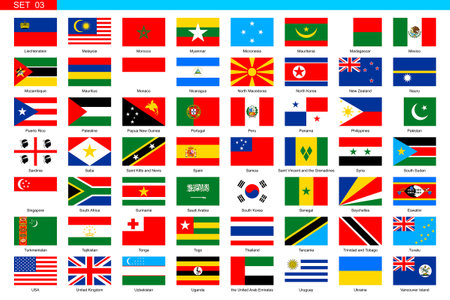 Flags of the world. 03 Set of World Countries National Flags. In alphabetical orderのイラスト素材
