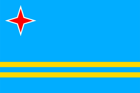 Flags of Aruba. Flat element design. National Flag. White isolated backgroundのイラスト素材