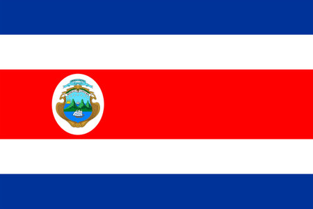 Flags of Costa Rica. Flat element design. National Flag. White isolated backgroundのイラスト素材
