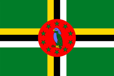 Flags of Dominica. Flat element design. National Flag. White isolated backgroundのイラスト素材