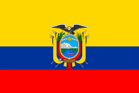 Flags of Ecuador. Flat element design. National Flag. White isolated backgroundのイラスト素材
