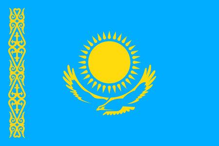 Flags of Kazakhstan. Flat element design. National Flag. White isolated backgroundのイラスト素材