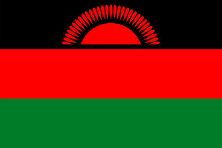 Flags of Malawi. Flat element design. National Flag. White isolated backgroundのイラスト素材