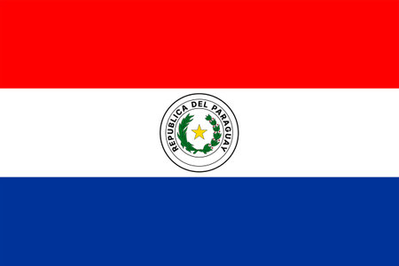 Flags of Paraguay. Flat element design. National Flag. White isolated backgroundのイラスト素材