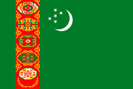 Flags of Turkmenistan. Flat element design. National Flag. White isolated backgroundのイラスト素材
