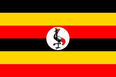 Flags of Uganda. Flat element design. National Flag. White isolated backgroundのイラスト素材