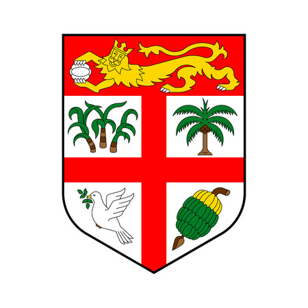 Coat of arms Fiji. National emblem design. White isolated backgroundのイラスト素材
