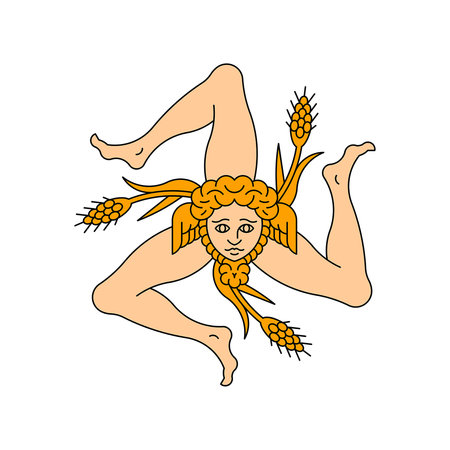 Coat of arms Sicily. National emblem design. White isolated backgroundのイラスト素材
