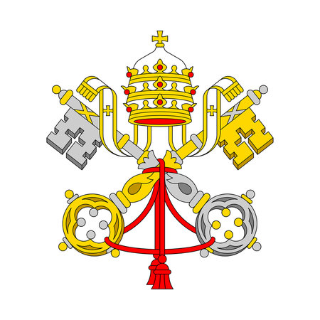Coat of arms Vatican City. National emblem design. White isolated backgroundのイラスト素材