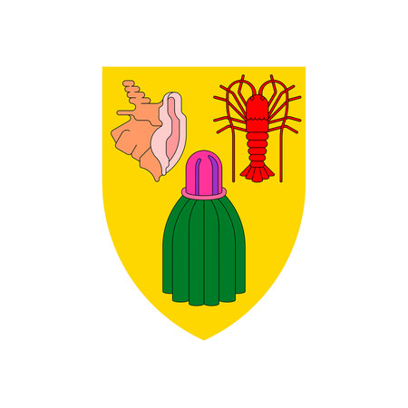 Coat of arms the Turks and Caicos Islands. National emblem design. White isolated backgroundのイラスト素材