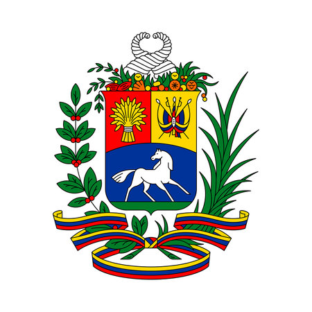 Coat of arms Venezuela. National emblem design. White isolated backgroundのイラスト素材