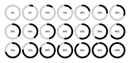 Pie chart. Set of circle percentage diagrams from 0 to 100. Flat styleのイラスト素材