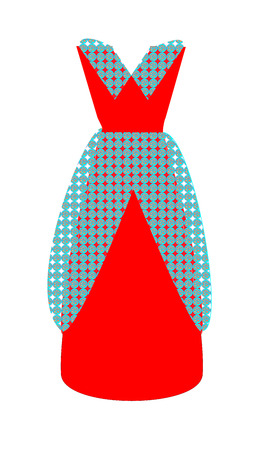 red dress with guipure trimmingsのイラスト素材
