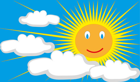 bright sun rays playing in the cloudsのイラスト素材