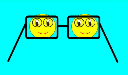 funny emoticons look through huge glassesのイラスト素材