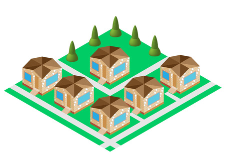 cozy houses agro town vectorのイラスト素材