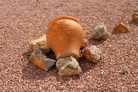 ton carafe on marble stone floorの写真素材