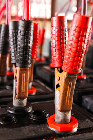 Group of batteries are charging の写真素材