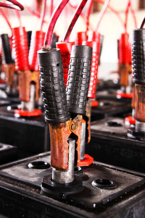 Group of batteries are charging の写真素材