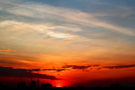 red sky on the sunset timesの写真素材