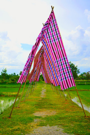 Decorated with loincloths that are useful in Thai wisdom in the rice fields.の写真素材