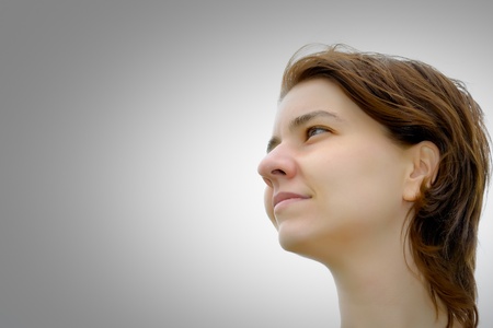 Portrait of a young woman looking at copyspaceの写真素材