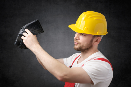 Poor construction workerの写真素材