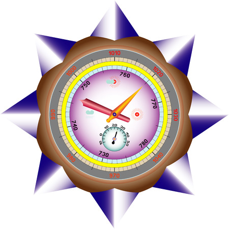 Barometer for determination of weather on isolated on a white backgroundのイラスト素材
