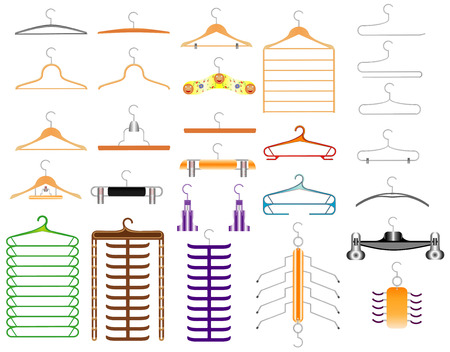 Hanger for clothes  Collection of isolated clothes hangers on a white backgroundのイラスト素材