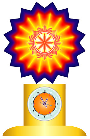 Star award, bright star with gold beams and hours on a white background のイラスト素材