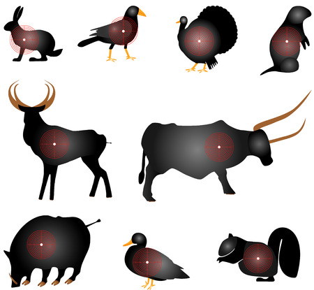 Targets Set  Animals Targets Set  Set of Animals Paper Targets on white backgroundのイラスト素材