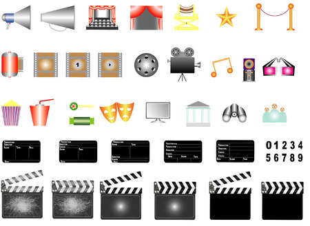 Cinema icons  Icons set Cinema and movies isolated on whiteのイラスト素材