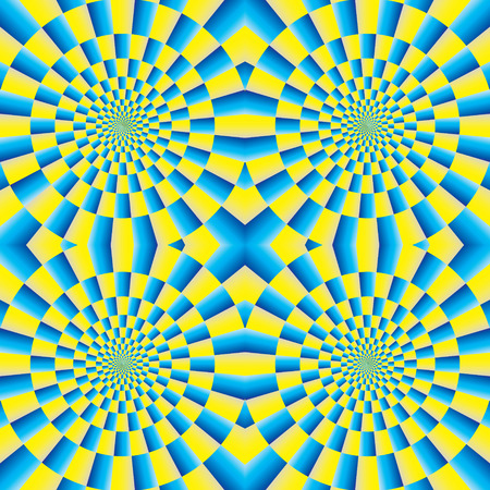 Optical illusion of motion. Optical illusion background pattern. The optical illusion of movement executed in the form of rotating. Seamless background.のイラスト素材