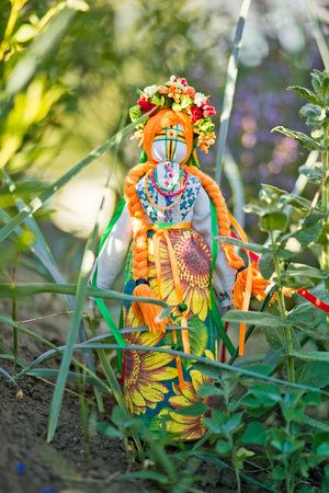 Ukrainian doll-motanka or rag doll. Stuffed Toys. Handmade textile doll ancient culture folk crafts tradition of Ukraine. Most Popular Souvenirs From Ukraine. Doll in Ukrainian dress ethnic style, in embroidered. Ukraine's Independence Day. Doll-amuletの素材 [FY31095093230]